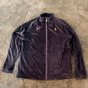 Nike Court Heritage Velour Tennis Jacket Mens Large Purple CQ8985-010 Track Top